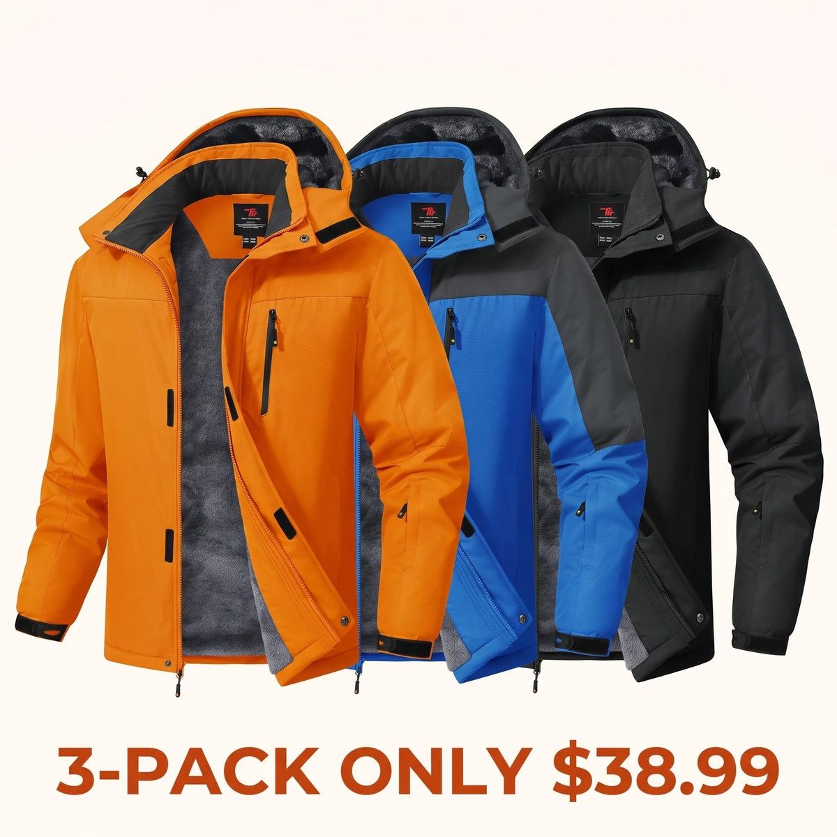 Men's Winter Ski Snow Jacket Waterproof Windproof Fleece Lined