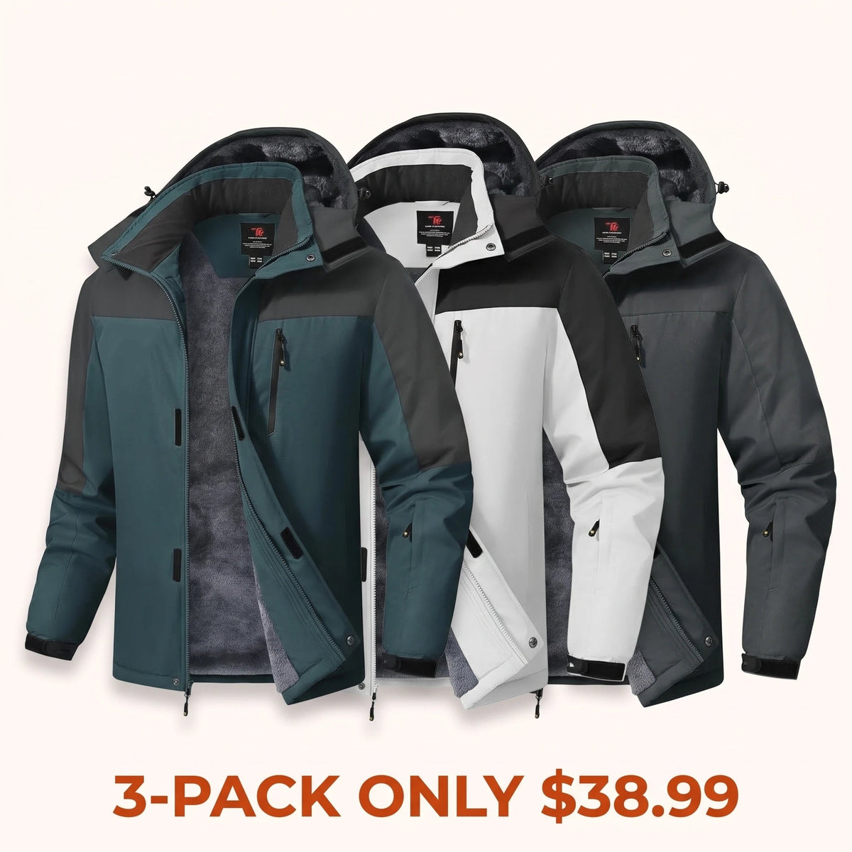 Men's Winter Ski Snow Jacket Waterproof Windproof Fleece Lined