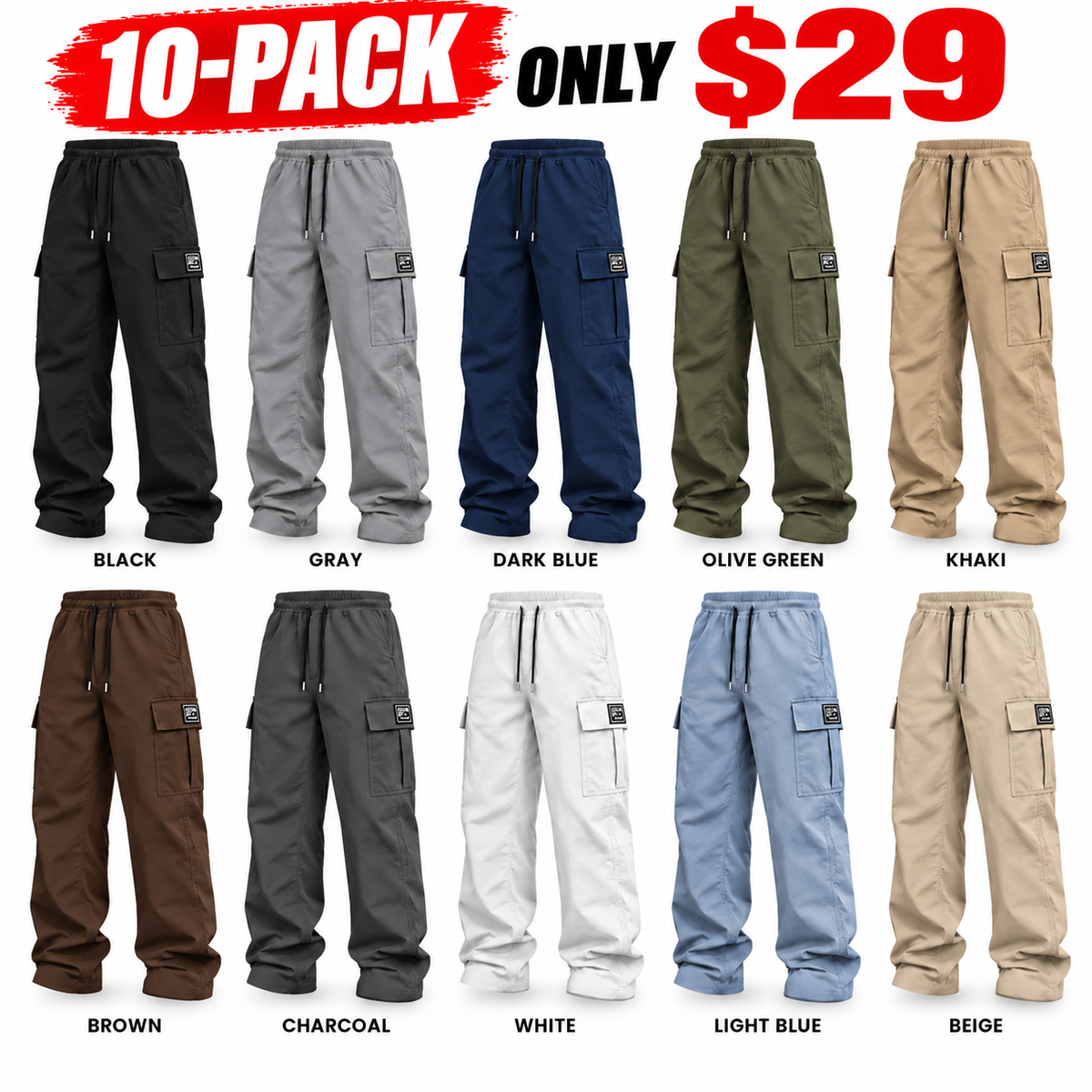 🔥Black Friday Day 🔥 Best-Seller Men's Solid-Color Cargo Pants — Loose Fit, Casual Style!